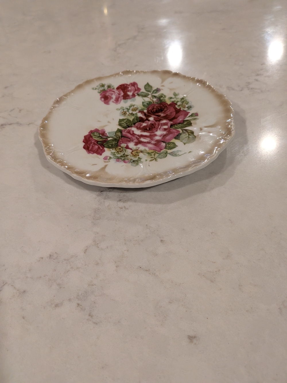 Floral Rose Decorative Porcelain Plate 6.5" In Diameter - Vintage From 2007s